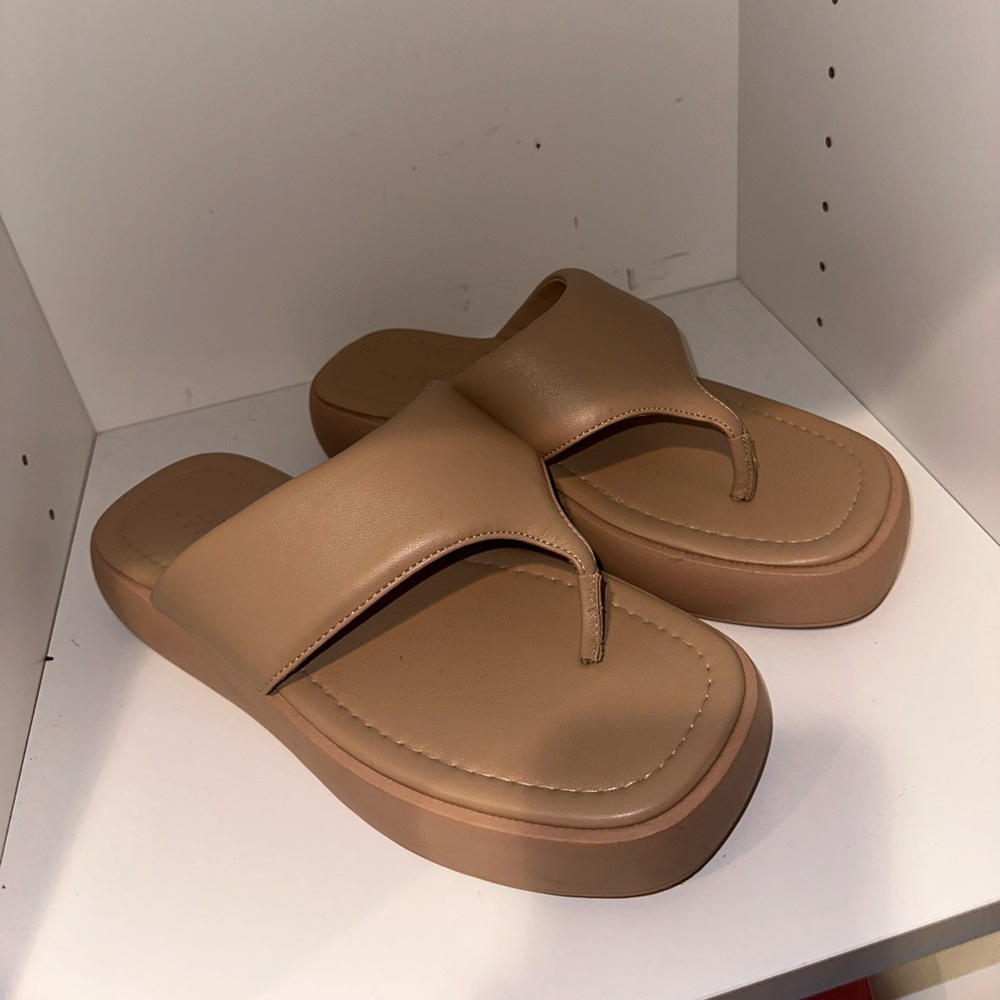 ASOS Tan Platform Thong Sandal